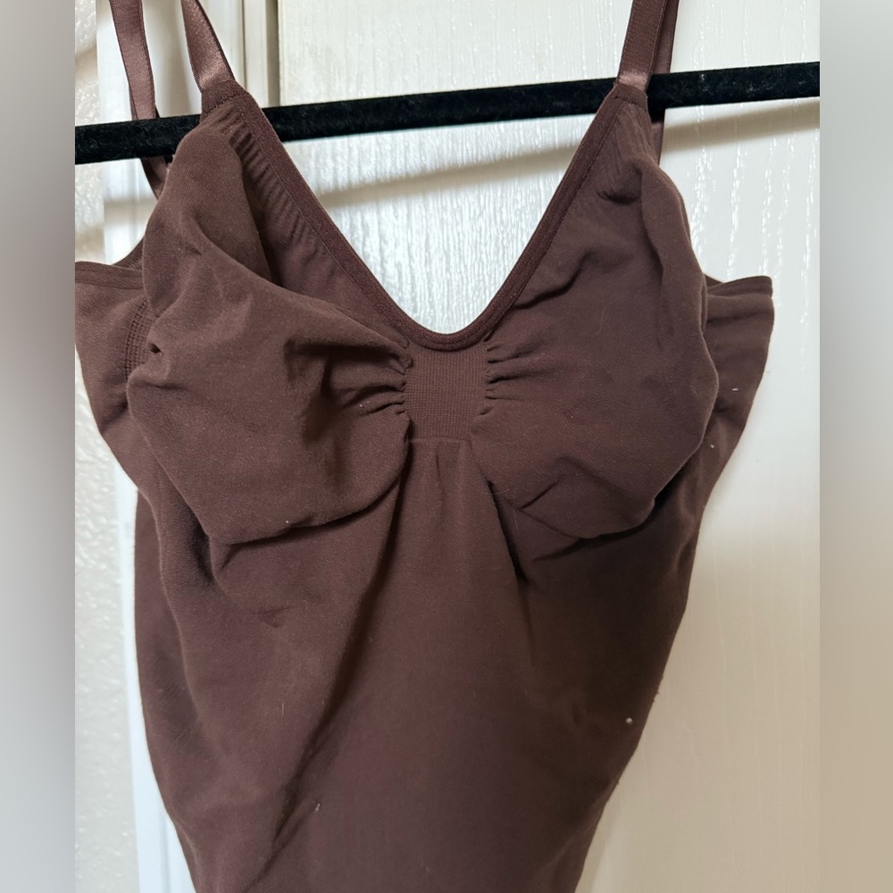 SKIMS Brown Seamless Scoop Neck Bodysuit